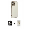 MARSİLYAN™- iPhone 14 Pro Max Kılıf Yankı Serisi - Siyah Mat Seramik Nano Ekran Koruyucu + Turuncu PVD Metal Kamera Lens