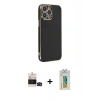 MARSİLYAN™- iPhone 14 Pro Max Kılıf Yankı Serisi - Siyah Polymer Nano Ekran Koruyucu + Bilvis Titan Kamera Lens - SH