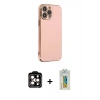 MARSİLYAN™- iPhone 14 Pro Max Kılıf Yankı Serisi - Siyah Polymer Nano Ekran Koruyucu + PVD Metal Kamera Lens - TU