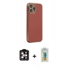 MARSİLYAN™- iPhone 14 Pro Max Kılıf Yankı Serisi - Siyah Polymer Nano Ekran Koruyucu + PVD Metal Kamera Lens - TU