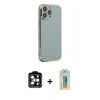 MARSİLYAN™- iPhone 14 Pro Max Kılıf Yankı Serisi - Siyah Polymer Nano Ekran Koruyucu + PVD Metal Kamera Lens - TU