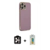 MARSİLYAN™- iPhone 14 Pro Max Kılıf Yankı Serisi - Siyah Polymer Nano Ekran Koruyucu + PVD Metal Kamera Lens - TU