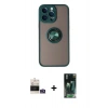 MARSİLYAN™- iPhone 14 Pro Max Kılıf Yörünge Çizgi - Şeffaf 360 Full Body Arka Koruyucu + Bilvis Titan Kamera Lens - GS