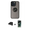 MARSİLYAN™- iPhone 14 Pro Max Kılıf Yörünge Çizgi - Şeffaf 360 Full Body Arka Koruyucu + Raze Metal Kamera Lens - GS
