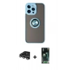 MARSİLYAN™- iPhone 14 Pro Max Kılıf Yörünge Çizgi - Şeffaf 360 Full Body Arka Koruyucu + Raze Metal Kamera Lens - GS