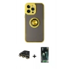 MARSİLYAN™- iPhone 14 Pro Max Kılıf Yörünge Çizgi - Şeffaf 360 Full Body Arka Koruyucu + Raze Metal Kamera Lens - GD