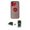MARSİLYAN™- iPhone 14 Pro Max Kılıf Yörünge Çizgi - Şeffaf 360 Full Body Arka Koruyucu + Raze Metal Kamera Lens - GD