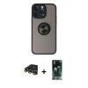 MARSİLYAN™- iPhone 14 Pro Max Kılıf Yörünge Çizgi - Şeffaf 360 Full Body Arka Koruyucu + Raze Metal Kamera Lens - GD