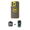 MARSİLYAN™- iPhone 14 Pro Max Kılıf Yörünge Çizgi - Şeffaf 360 Full Body Arka Koruyucu + PVD Metal Kamera Lens - TU