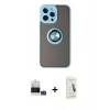 MARSİLYAN™- iPhone 14 Pro Max Kılıf Yörünge Çizgi - Şeffaf Pasifik Cam Ekran Koruyucu + Bilvis Titan Kamera Lens - GS