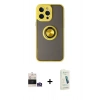 MARSİLYAN™- iPhone 14 Pro Max Kılıf Yörünge Çizgi - Şeffaf Pasifik Cam Ekran Koruyucu + Bilvis Titan Kamera Lens - GS