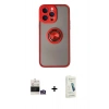 MARSİLYAN™- iPhone 14 Pro Max Kılıf Yörünge Çizgi - Şeffaf Pasifik Cam Ekran Koruyucu + Bilvis Titan Kamera Lens - GS