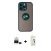 MARSİLYAN™- iPhone 14 Pro Max Kılıf Yörünge Çizgi - Şeffaf Pasifik Cam Ekran Koruyucu + Bilvis Titan Kamera Lens - DNMR