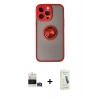 MARSİLYAN™- iPhone 14 Pro Max Kılıf Yörünge Çizgi - Şeffaf Pasifik Cam Ekran Koruyucu + Gold Bilvis Titan Kamera Lens