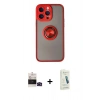 MARSİLYAN™- iPhone 14 Pro Max Kılıf Yörünge Çizgi - Şeffaf Pasifik Cam Ekran Koruyucu + Bilvis Titan Kamera Lens - SH