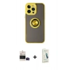 MARSİLYAN™- iPhone 14 Pro Max Kılıf Yörünge Çizgi - Şeffaf Pasifik Cam Ekran Koruyucu + Bilvis Titan Kamera Lens - SH
