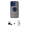 MARSİLYAN™- iPhone 14 Pro Max Kılıf Yörünge Çizgi - Şeffaf Pasifik Cam Ekran Koruyucu + Bilvis Titan Kamera Lens - SH
