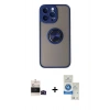 MARSİLYAN™- iPhone 14 Pro Max Kılıf Yörünge Çizgi - Şeffaf Royal Nano Ekran Koruyucu + Bilvis Titan Kamera Lens - SH