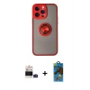 MARSİLYAN™- iPhone 14 Pro Max Kılıf Yörünge Çizgi - Siyah 18D Cam Ekran Koruyucu + Bilvis Titan Kamera Lens - DNMR