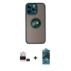 MARSİLYAN™- iPhone 14 Pro Max Kılıf Yörünge Çizgi - Siyah 18D Cam Ekran Koruyucu + Bilvis Titan Kamera Lens - DNMR