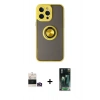 MARSİLYAN™- iPhone 14 Pro Max Kılıf Yörünge Çizgi - Siyah 360 Mat Full Body Arka Koruyucu + Bilvis Titan Kamera Lens - GD