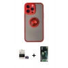 MARSİLYAN™- iPhone 14 Pro Max Kılıf Yörünge Çizgi - Siyah 360 Mat Full Body Arka Koruyucu + Bilvis Titan Kamera Lens - GD