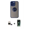 MARSİLYAN™- iPhone 14 Pro Max Kılıf Yörünge Çizgi - Siyah 360 Mat Full Body Arka Koruyucu + Bilvis Titan Kamera Lens - GD