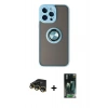 MARSİLYAN™- iPhone 14 Pro Max Kılıf Yörünge Çizgi - Siyah 360 Mat Full Body Arka Koruyucu + Raze Metal Kamera Lens - GD
