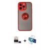 MARSİLYAN™- iPhone 14 Pro Max Kılıf Yörünge Çizgi - Siyah 3D Antistatik Cam Ekran Koruyucu + Siyah Bilvis Titan Kamera Lens