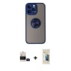 MARSİLYAN™- iPhone 14 Pro Max Kılıf Yörünge Çizgi - Siyah 6D Mat Seramik Hayalet Nano Ekran Koruyucu + Bilvis Titan Kamera Lens - SH