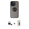MARSİLYAN™- iPhone 14 Pro Max Kılıf Yörünge Çizgi - Siyah 6D Mat Seramik Hayalet Nano Ekran Koruyucu + Bilvis Titan Kamera Lens - GD