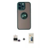 MARSİLYAN™- iPhone 14 Pro Max Kılıf Yörünge Çizgi - Siyah 6D Mat Seramik Hayalet Nano Ekran Koruyucu + Bilvis Titan Kamera Lens - GD