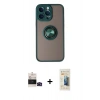 MARSİLYAN™- iPhone 14 Pro Max Kılıf Yörünge Çizgi - Siyah 6D Mat Seramik Hayalet Nano Ekran Koruyucu + Bilvis Titan Kamera Lens - SH