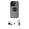 MARSİLYAN™- iPhone 14 Pro Max Kılıf Yörünge Çizgi - Siyah 6D Mat Seramik Hayalet Nano Ekran Koruyucu + Bilvis Titan Kamera Lens - SH