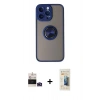 MARSİLYAN™- iPhone 14 Pro Max Kılıf Yörünge Çizgi - Siyah 6D Mat Seramik Hayalet Nano Ekran Koruyucu + Bilvis Titan Kamera Lens - DNMR