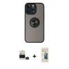 MARSİLYAN™- iPhone 14 Pro Max Kılıf Yörünge Çizgi - Siyah 6D Mat Seramik Hayalet Nano Ekran Koruyucu + Bilvis Titan Kamera Lens - DNMR
