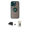 MARSİLYAN™- iPhone 14 Pro Max Kılıf Yörünge Çizgi - Siyah 6D Mat Seramik Hayalet Nano Ekran Koruyucu + Raze Metal Kamera Lens - GS