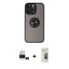 MARSİLYAN™- iPhone 14 Pro Max Kılıf Yörünge Çizgi - Siyah 6D Mat Seramik Hayalet Nano Ekran Koruyucu + Bilvis Titan Kamera Lens - GS