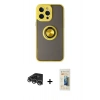 MARSİLYAN™- iPhone 14 Pro Max Kılıf Yörünge Çizgi - Siyah 6D Mat Seramik Hayalet Nano Ekran Koruyucu + Raze Metal Kamera Lens - GS