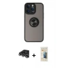 MARSİLYAN™- iPhone 14 Pro Max Kılıf Yörünge Çizgi - Siyah 6D Mat Seramik Hayalet Nano Ekran Koruyucu + Raze Metal Kamera Lens - GS