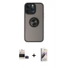 MARSİLYAN™- iPhone 14 Pro Max Kılıf Yörünge Çizgi - Siyah Bilvis 3D Mat Cam Ekran Koruyucu + Bilvis Titan Kamera Lens - SH