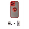 MARSİLYAN™- iPhone 14 Pro Max Kılıf Yörünge Çizgi - Siyah Bilvis 3D Mat Cam Ekran Koruyucu + Bilvis Titan Kamera Lens - SH