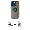 MARSİLYAN™- iPhone 14 Pro Max Kılıf Yörünge Çizgi - Siyah Bilvis 3D Mat Cam Ekran Koruyucu + Bilvis Titan Kamera Lens - DNMR