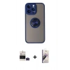 MARSİLYAN™- iPhone 14 Pro Max Kılıf Yörünge Çizgi - Siyah Bilvis 3D Mat Cam Ekran Koruyucu + Bilvis Titan Kamera Lens - DNMR