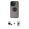 MARSİLYAN™- iPhone 14 Pro Max Kılıf Yörünge Çizgi - Siyah Bilvis 3D Mat Cam Ekran Koruyucu + Bilvis Titan Kamera Lens - DNMR
