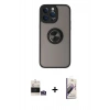 MARSİLYAN™- iPhone 14 Pro Max Kılıf Yörünge Çizgi - Siyah Bilvis 3D Mat Cam Ekran Koruyucu + Bilvis Titan Kamera Lens - GS