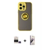 MARSİLYAN™- iPhone 14 Pro Max Kılıf Yörünge Çizgi - Siyah Bilvis 3D Mat Cam Ekran Koruyucu + Bilvis Titan Kamera Lens - GS