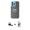 MARSİLYAN™- iPhone 14 Pro Max Kılıf Yörünge Çizgi - Siyah Bilvis 3D Mat Cam Ekran Koruyucu + Bilvis Titan Kamera Lens - GS