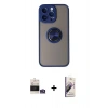 MARSİLYAN™- iPhone 14 Pro Max Kılıf Yörünge Çizgi - Siyah Bilvis 3D Mat Cam Ekran Koruyucu + Bilvis Titan Kamera Lens - GS