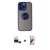 MARSİLYAN™- iPhone 14 Pro Max Kılıf Yörünge Çizgi - Siyah Bilvis 3D Mat Cam Ekran Koruyucu + Bilvis Titan Kamera Lens - SH